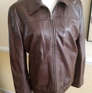 Genuine Leather Dark Chocolate Motto Jacket